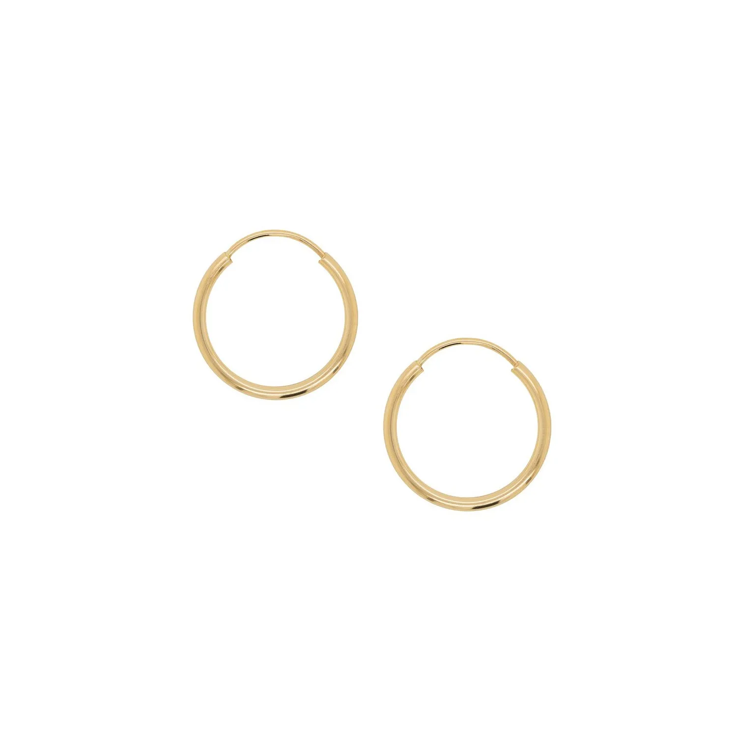 14K Solid Gold Endless Little Hoop Earrings 12mm