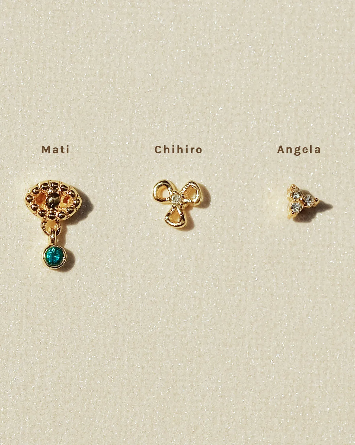 14K Solid Gold Mati Evil Eye Stud