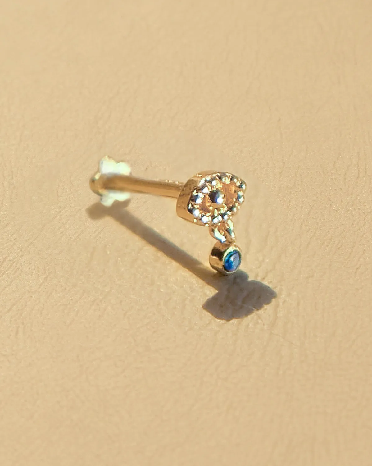 14K Solid Gold Mati Evil Eye Stud