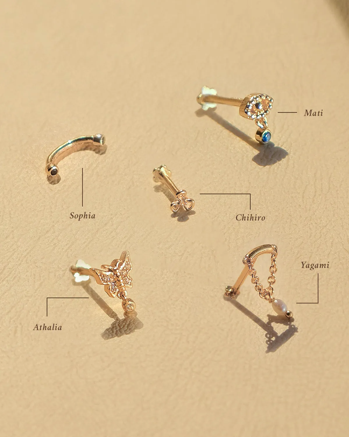 14K Solid Gold Mati Evil Eye Stud