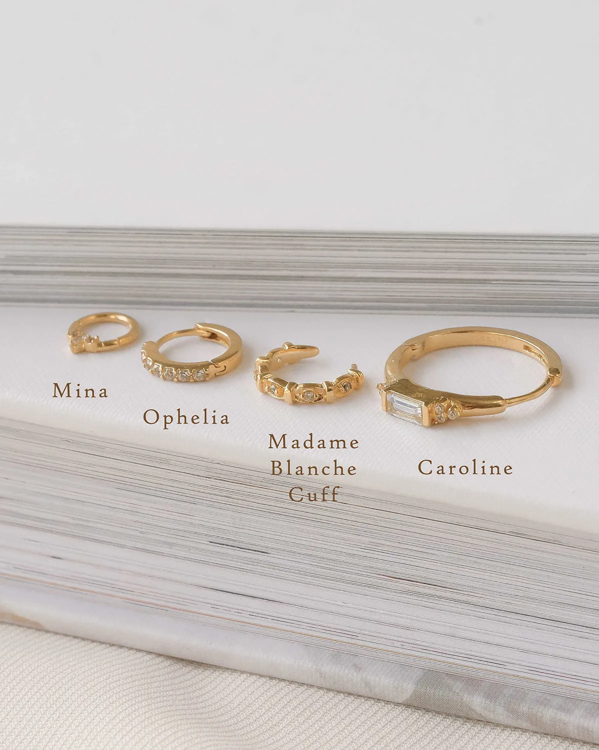 14K Solid Gold Mina Trio Gemstone Hoop