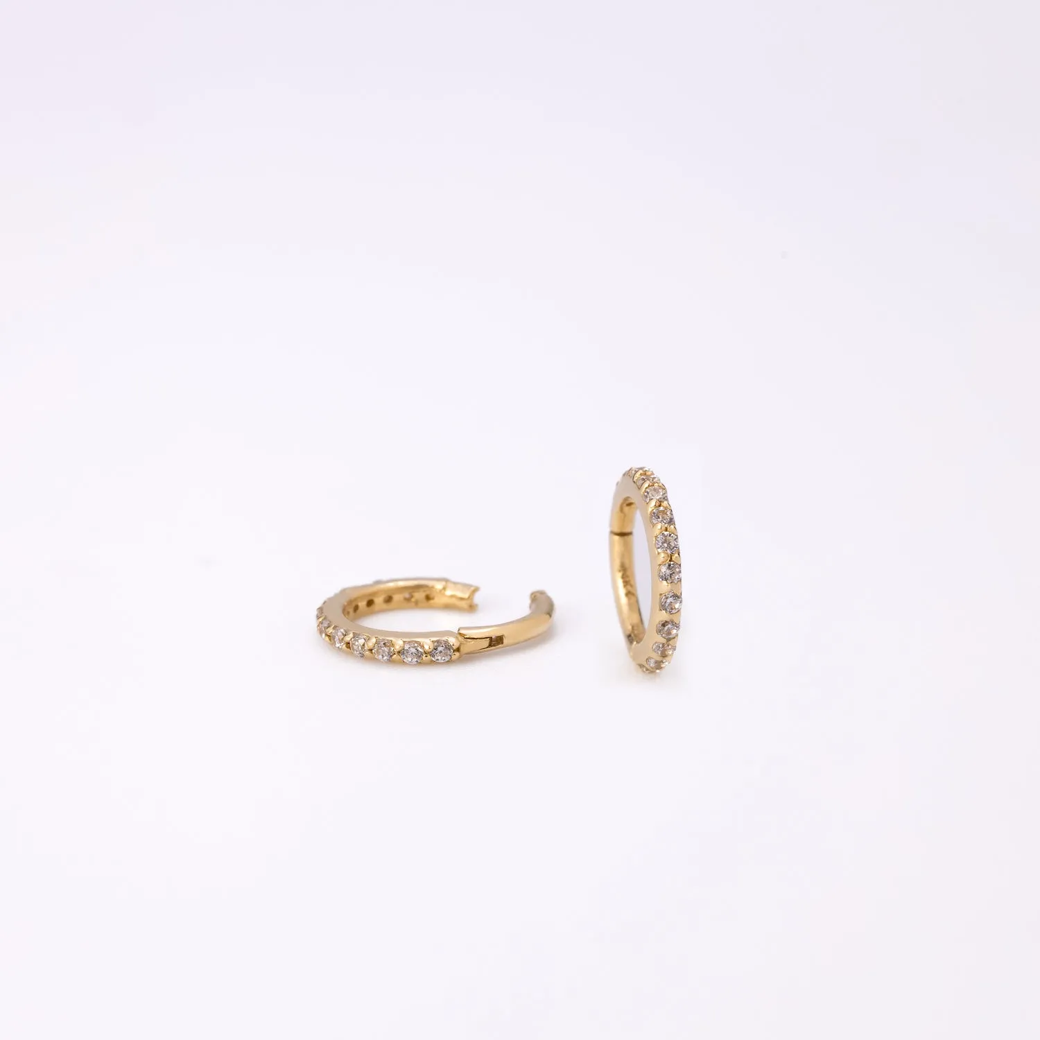 14K Solid Gold Mini Eternity Hoop Earring 6mm