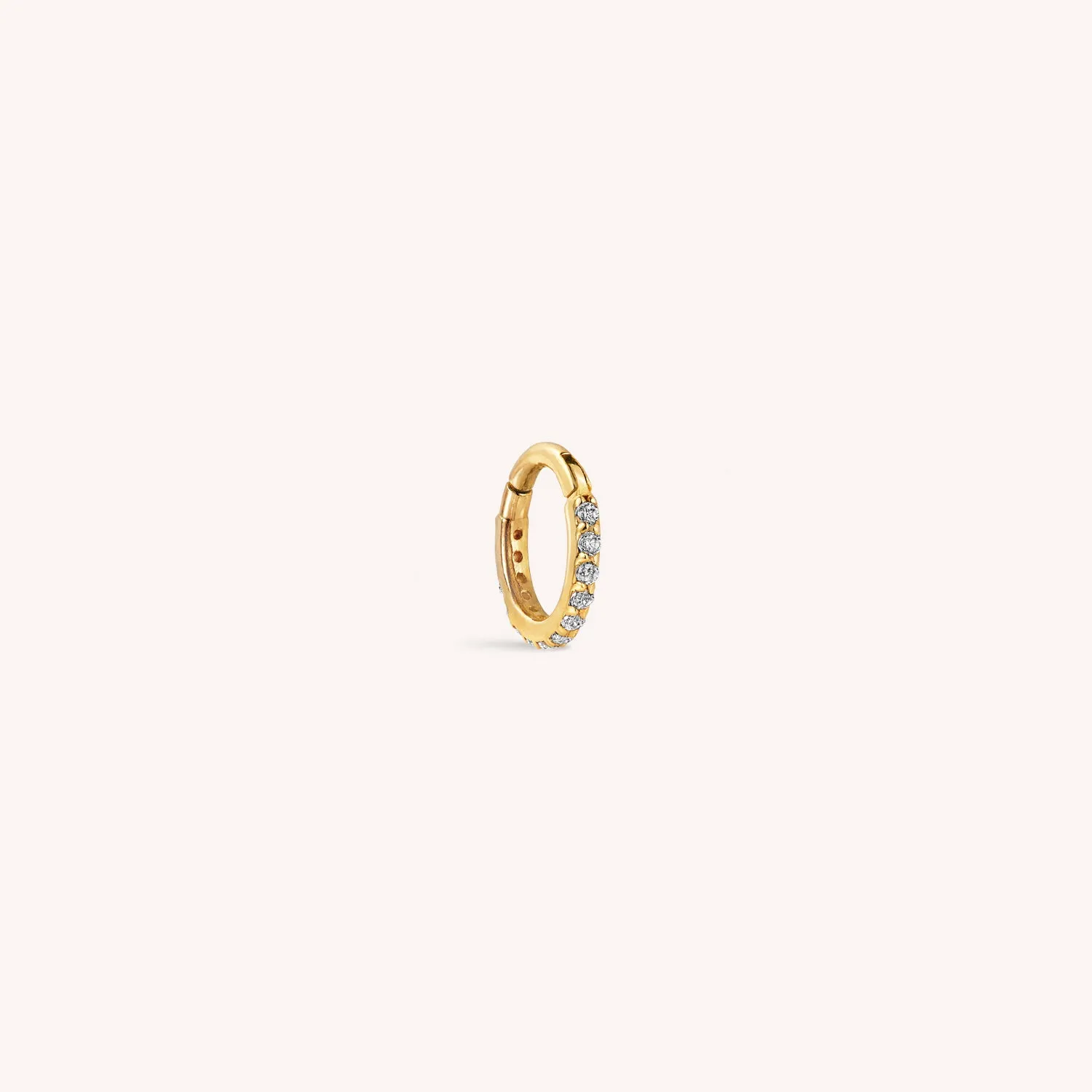 14K Solid Gold Mini Eternity Hoop Earring 6mm