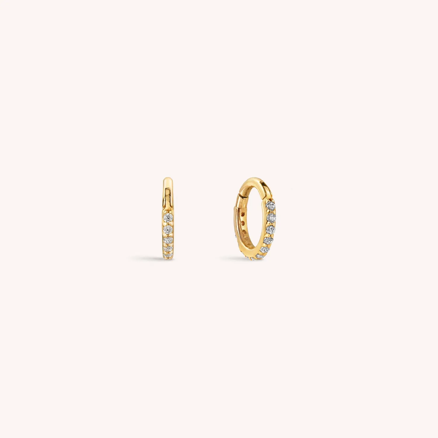 14K Solid Gold Mini Eternity Hoop Earring 6mm