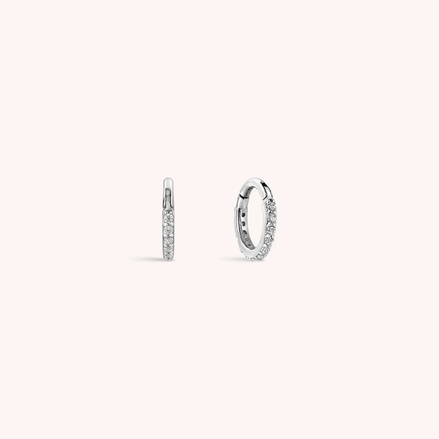 14K Solid Gold Mini Eternity Hoop Earring 6mm