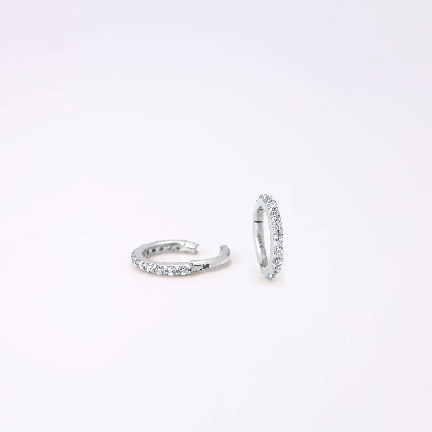 14K Solid Gold Mini Eternity Hoop Earring 6mm