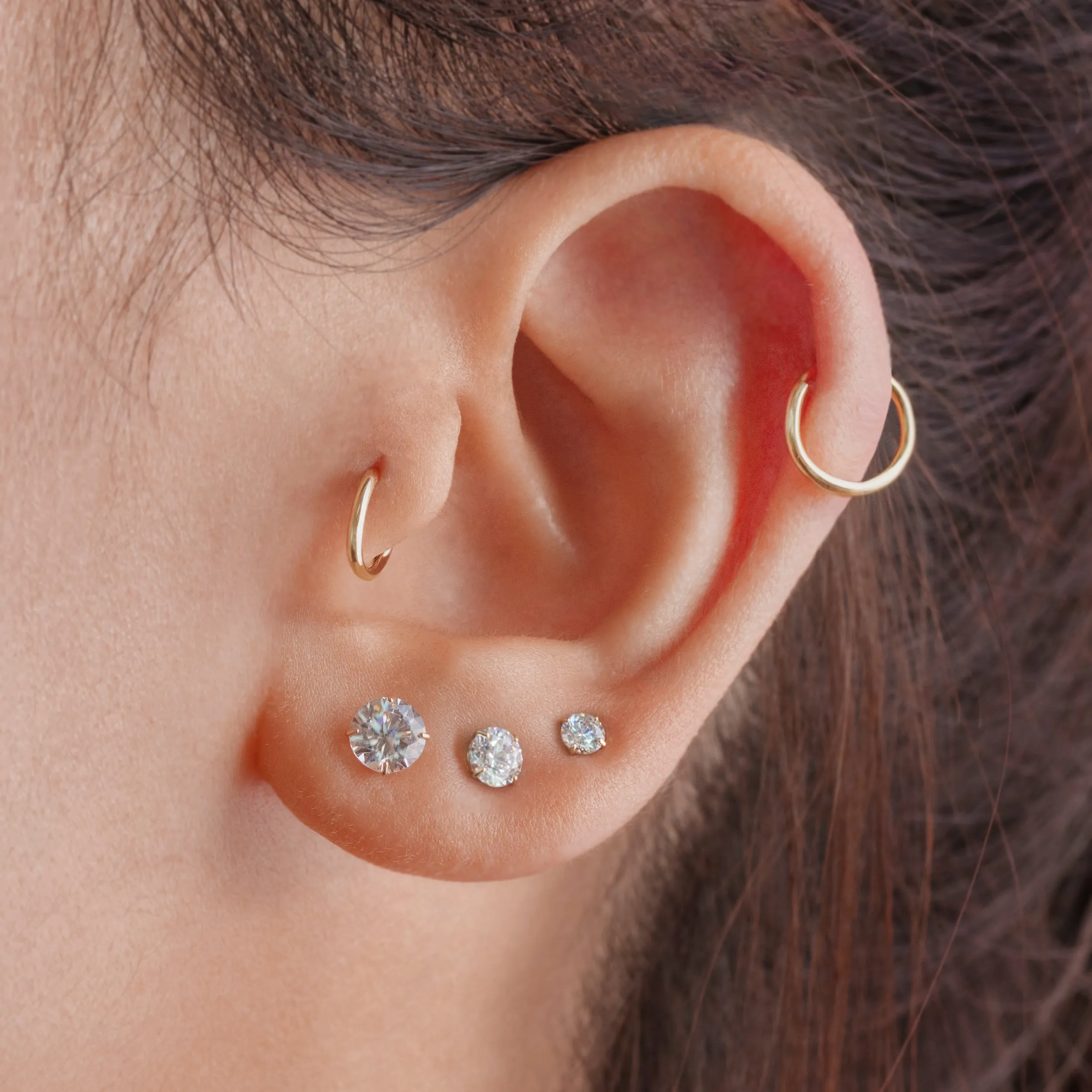 14K Solid Gold Mini Solitaire Stud Earrings 3mm