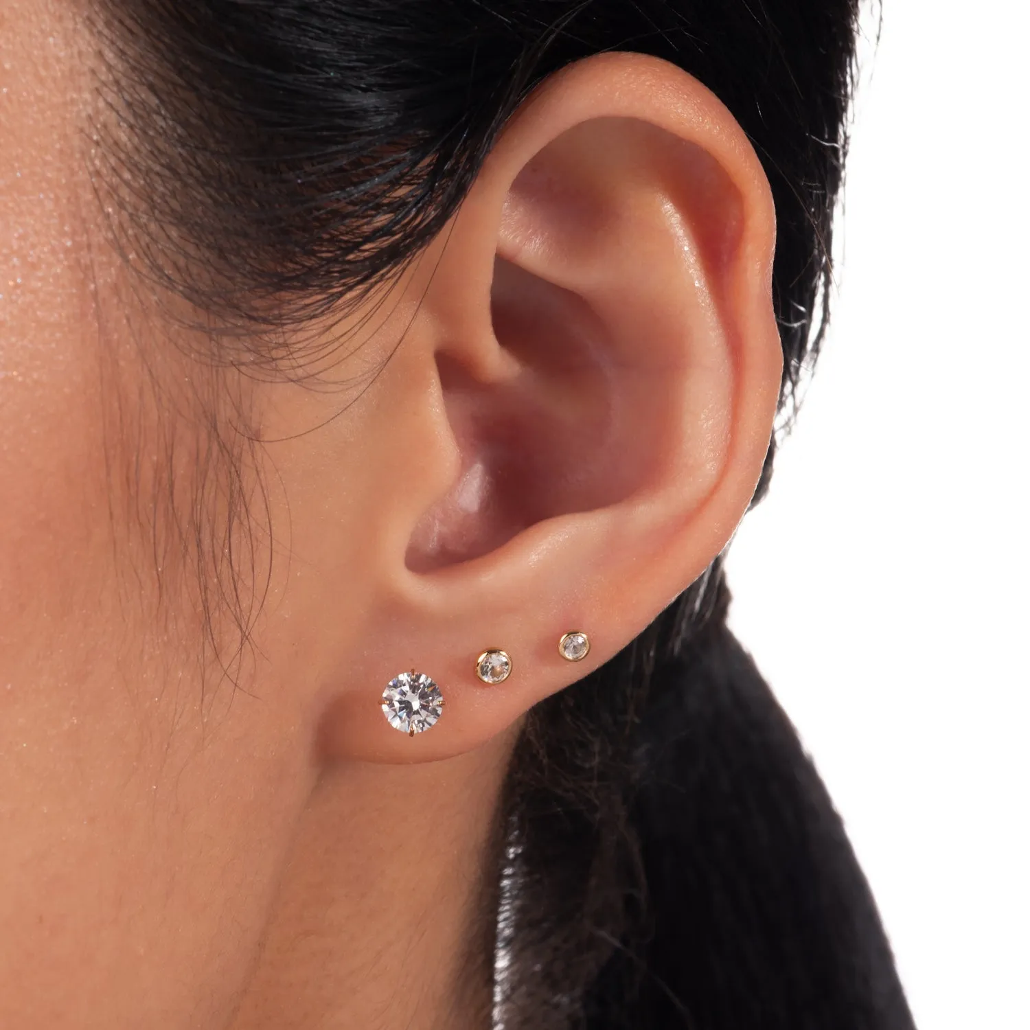 14K Solid Gold Small Solitaire Stud Earrings 5mm
