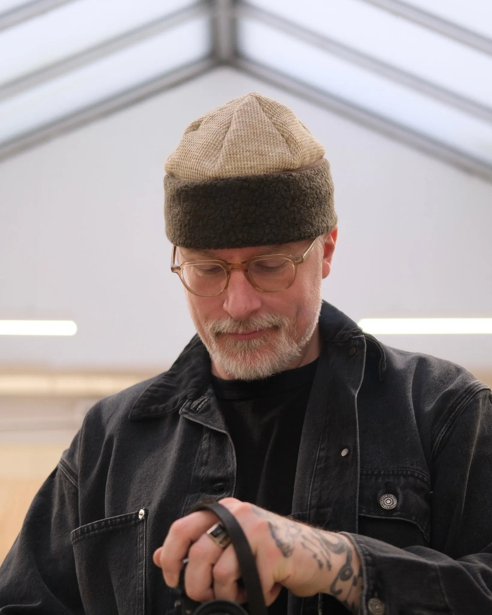 2 Tone Beanie Brown with Olive