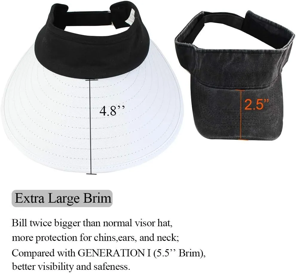 2PCS Wide Brim Sun Visor Hat Women Large UV Protective Golf Beach Cap, Korea Design