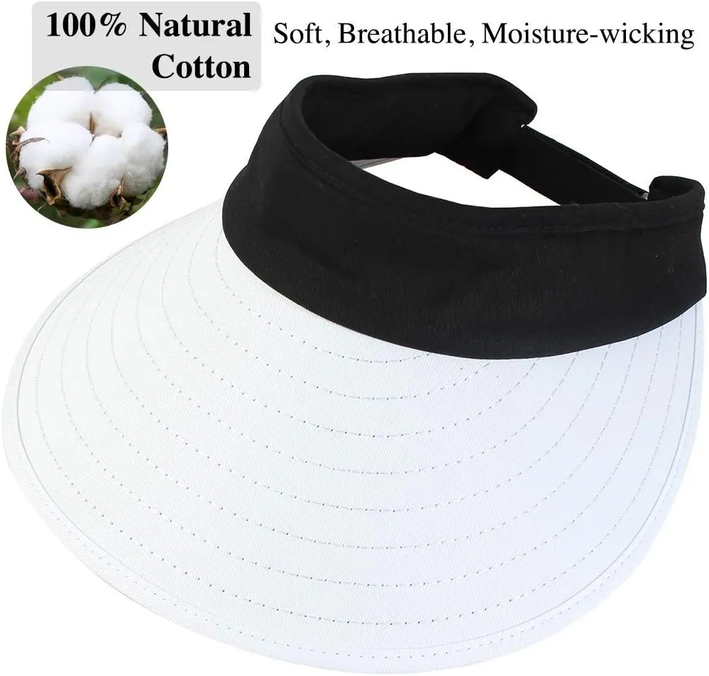 2PCS Wide Brim Sun Visor Hat Women Large UV Protective Golf Beach Cap, Korea Design
