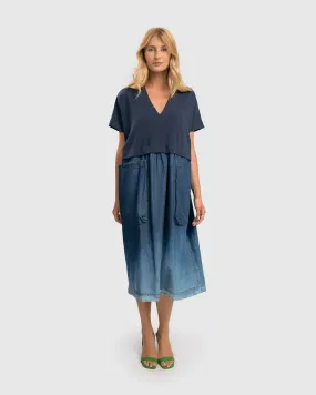 7SD143D SARI OMBRÉ POPOVER DRESS