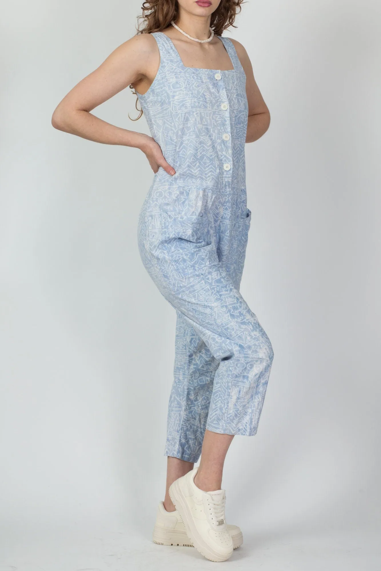 80s I. Magnin Abstract Geometric Print Jumpsuit - Medium