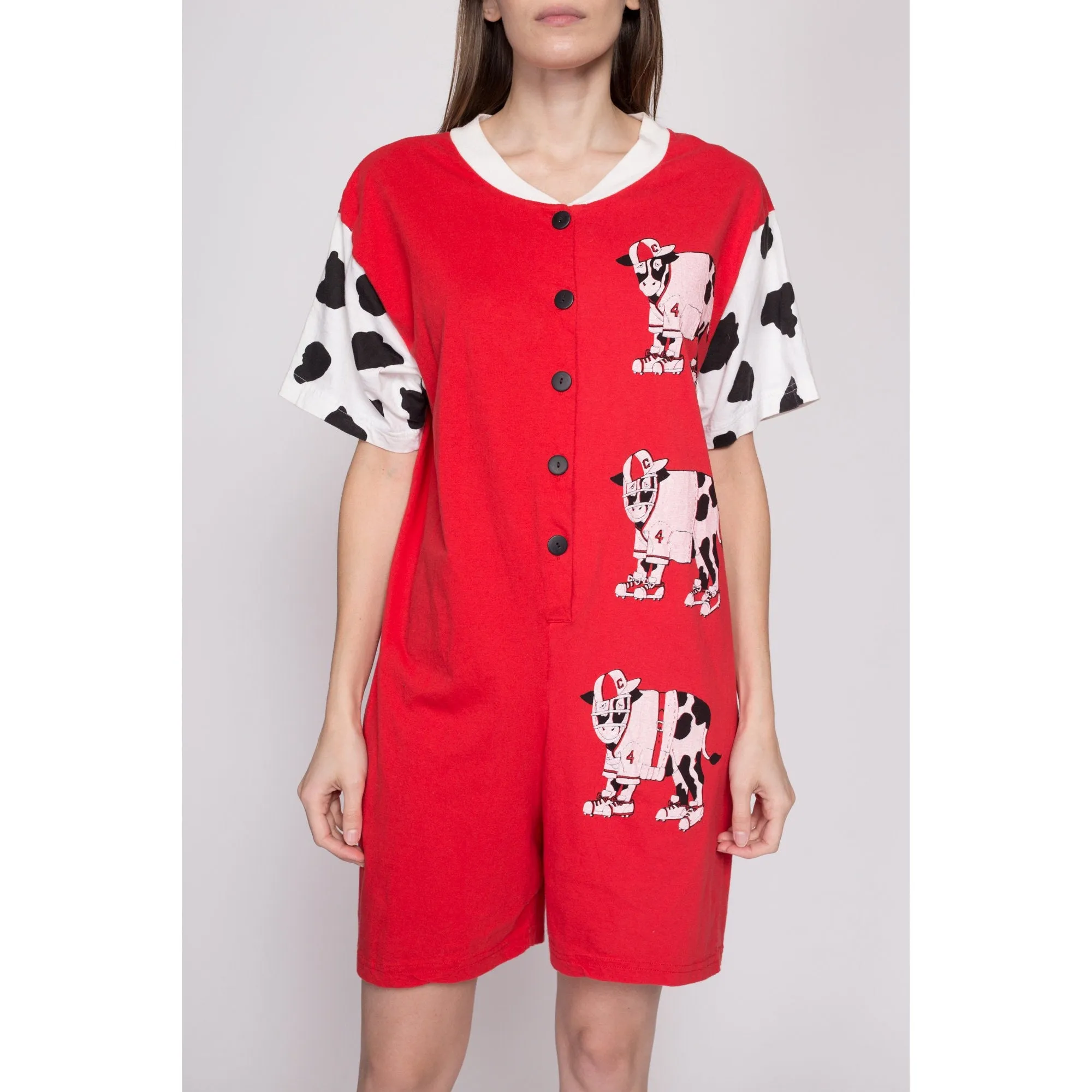 80s Retro Cow Romper - Medium to Large