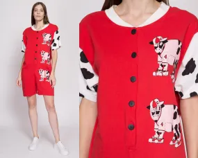 80s Retro Cow Romper - Medium to Large