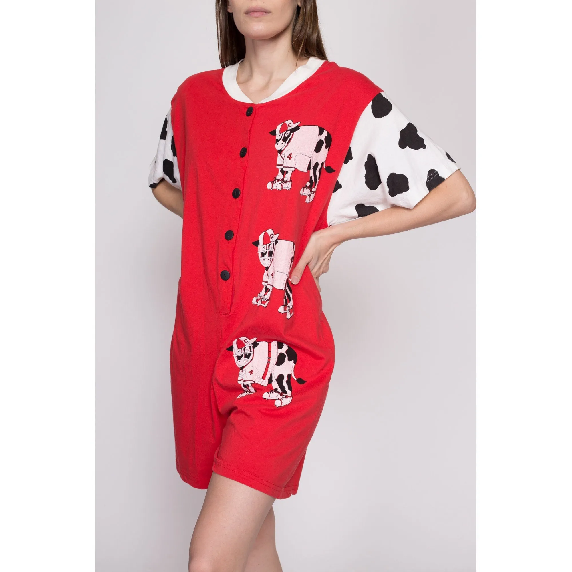 80s Retro Cow Romper - Medium to Large
