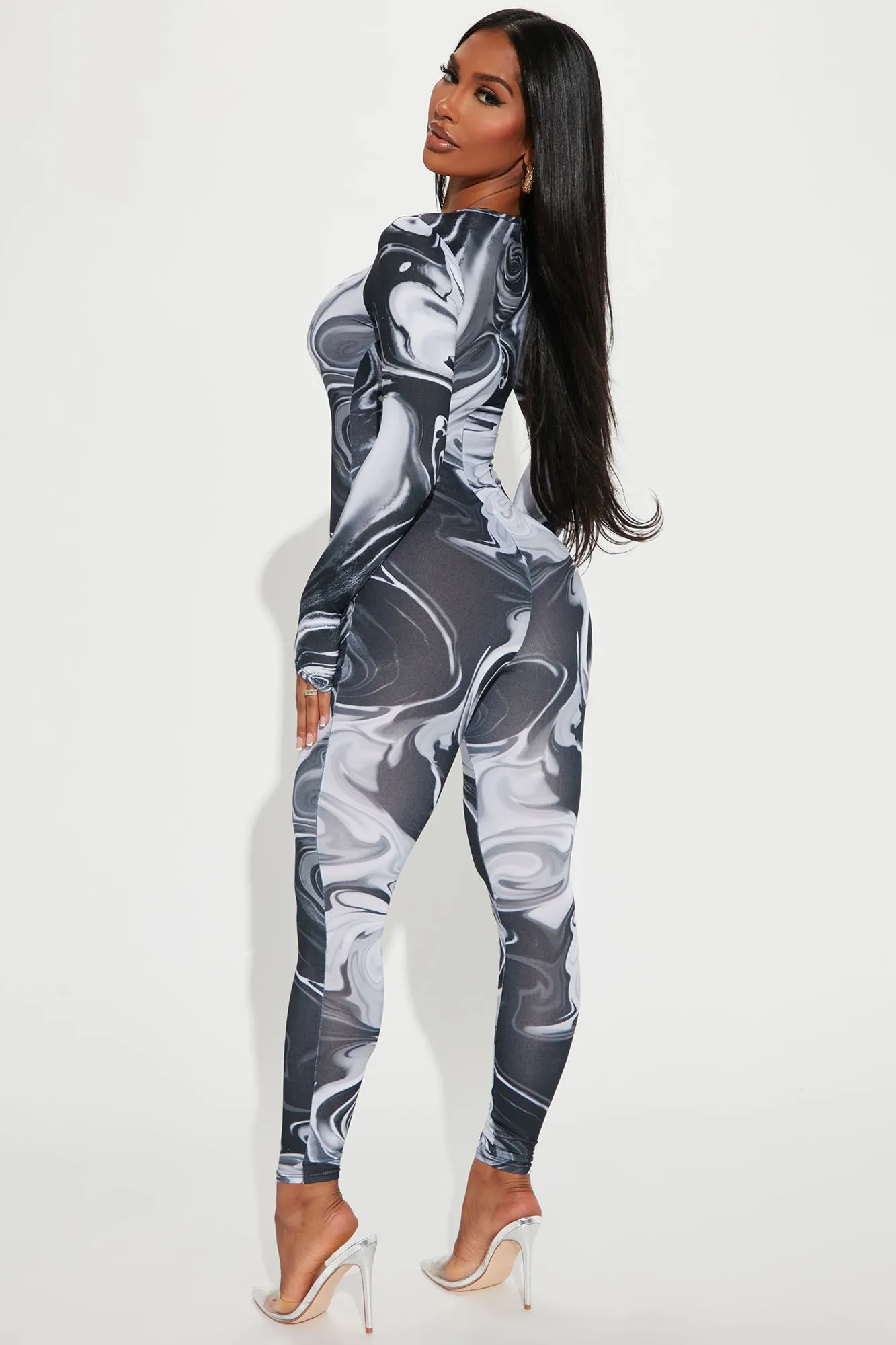 Above And Beyond Printed Jumpsuit - Black/Grey