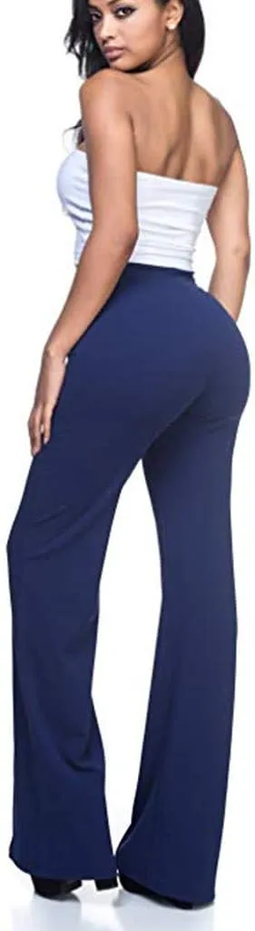 Akklian Women High Waisted Casual Pants Business Long Trousers Straight Wide Leg Pant Tummy Control Leggings Work Office Pant