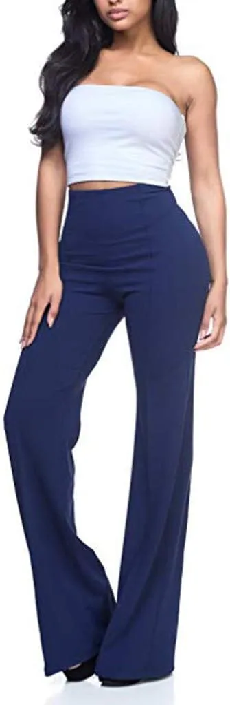 Akklian Women High Waisted Casual Pants Business Long Trousers Straight Wide Leg Pant Tummy Control Leggings Work Office Pant