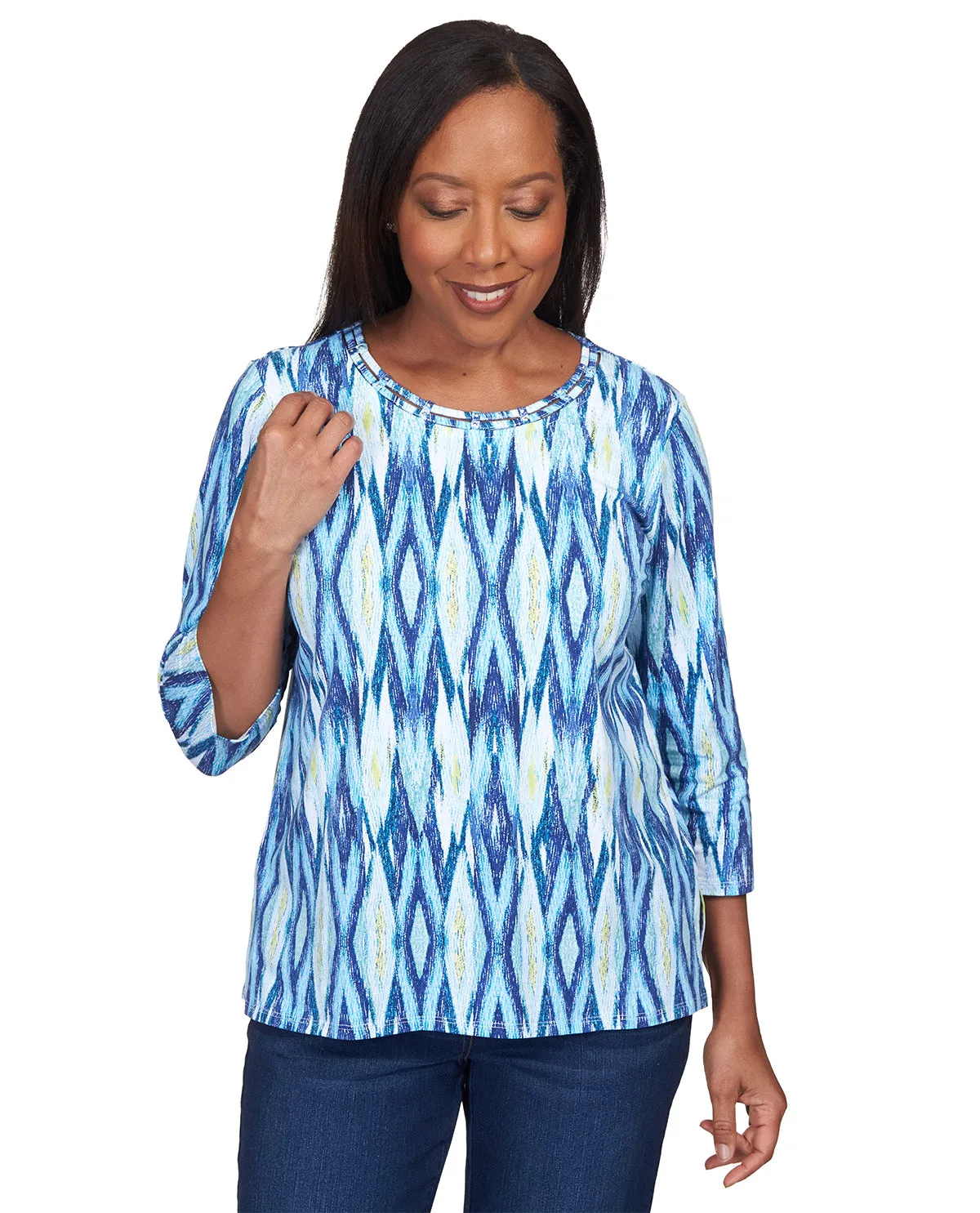 Alfred Dunner Key Item Ikat Knit Top