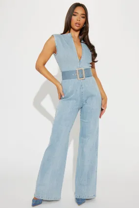 Amora Denim Jumpsuit - Light Wash