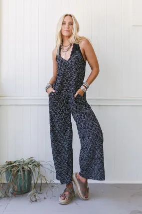 Annabelle Printed Jumpsuit - Black