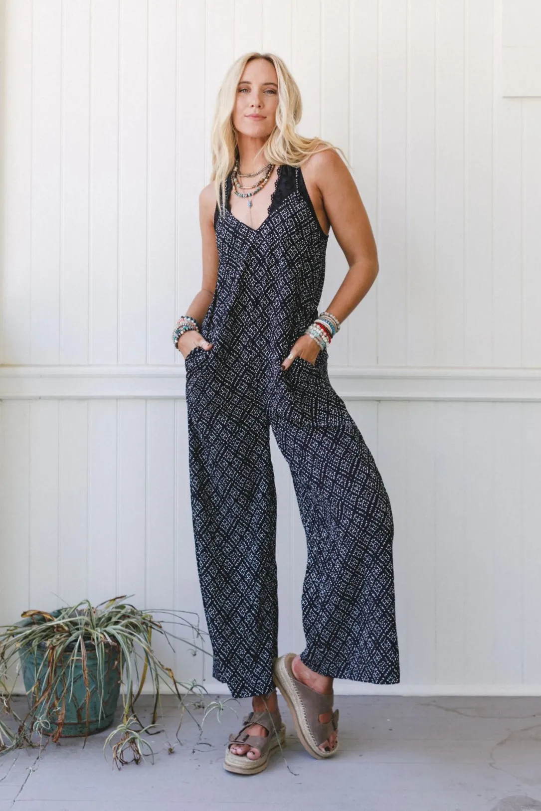 Annabelle Printed Jumpsuit - Black