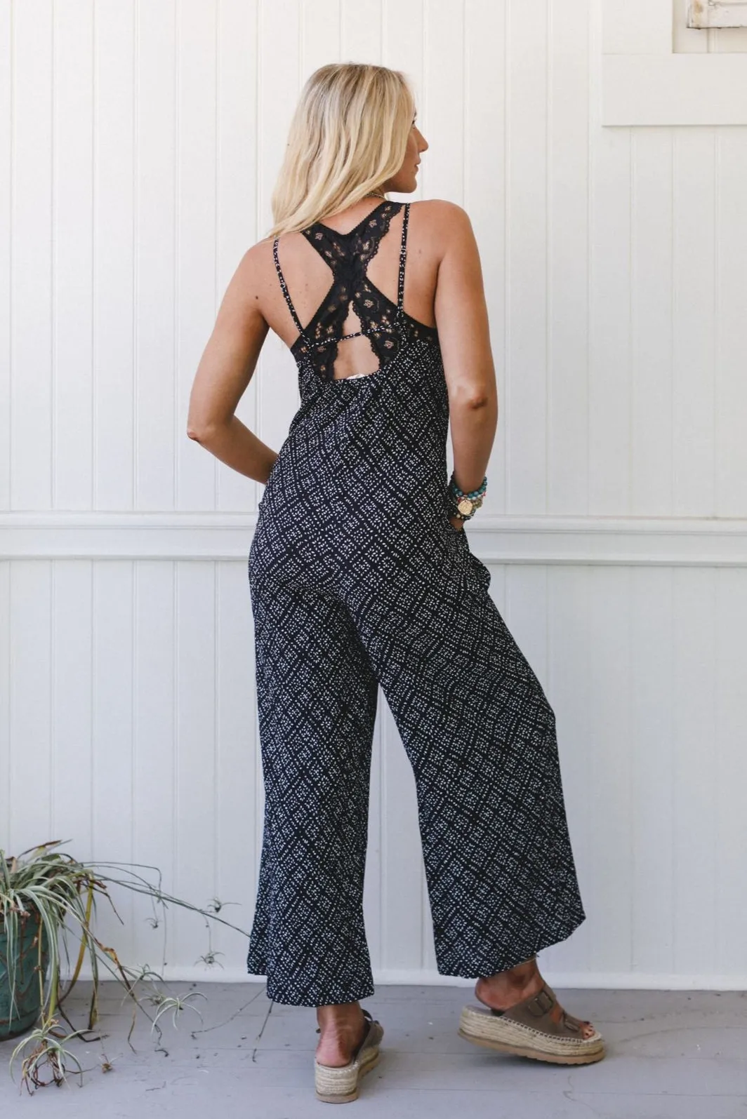 Annabelle Printed Jumpsuit - Black