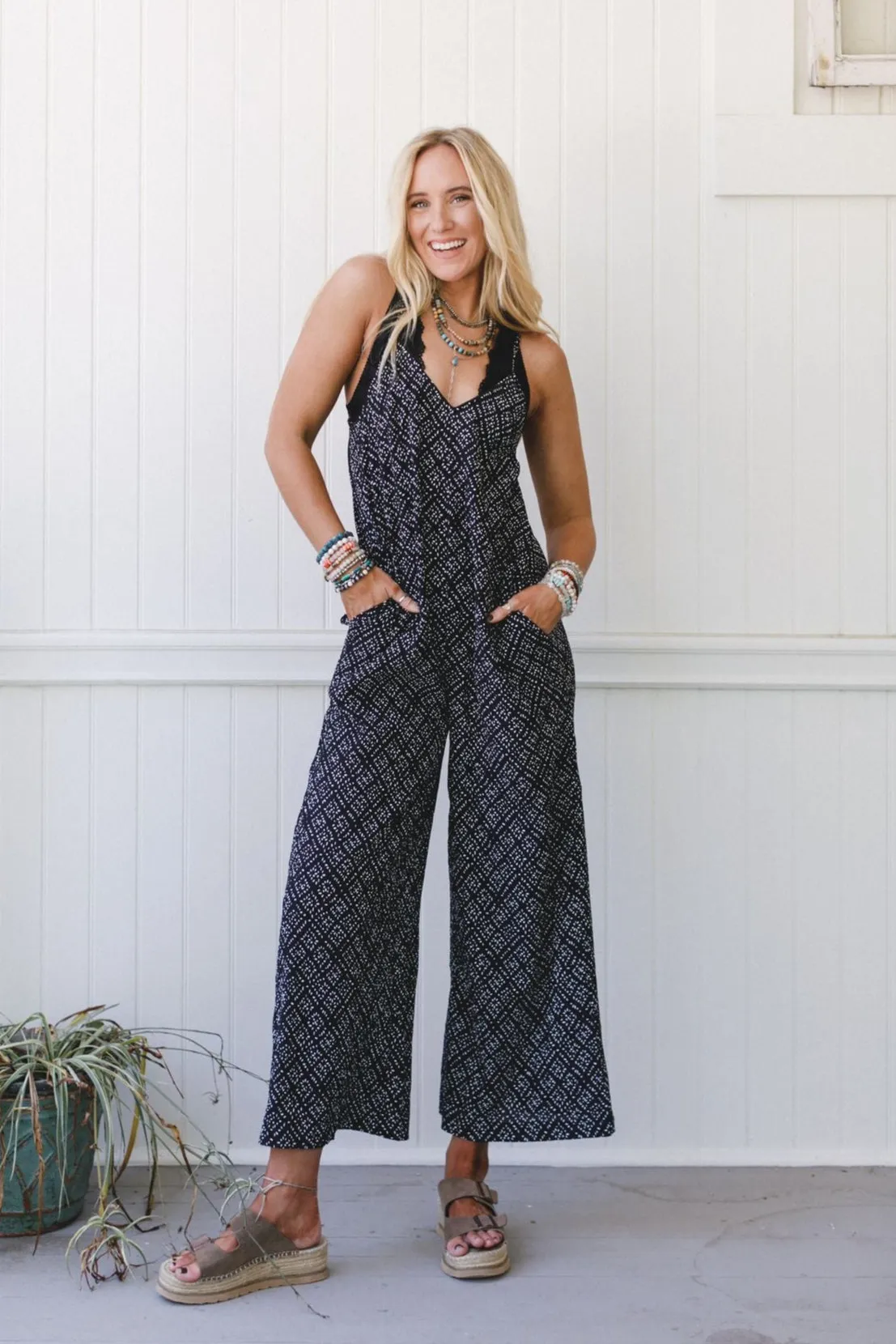 Annabelle Printed Jumpsuit - Black