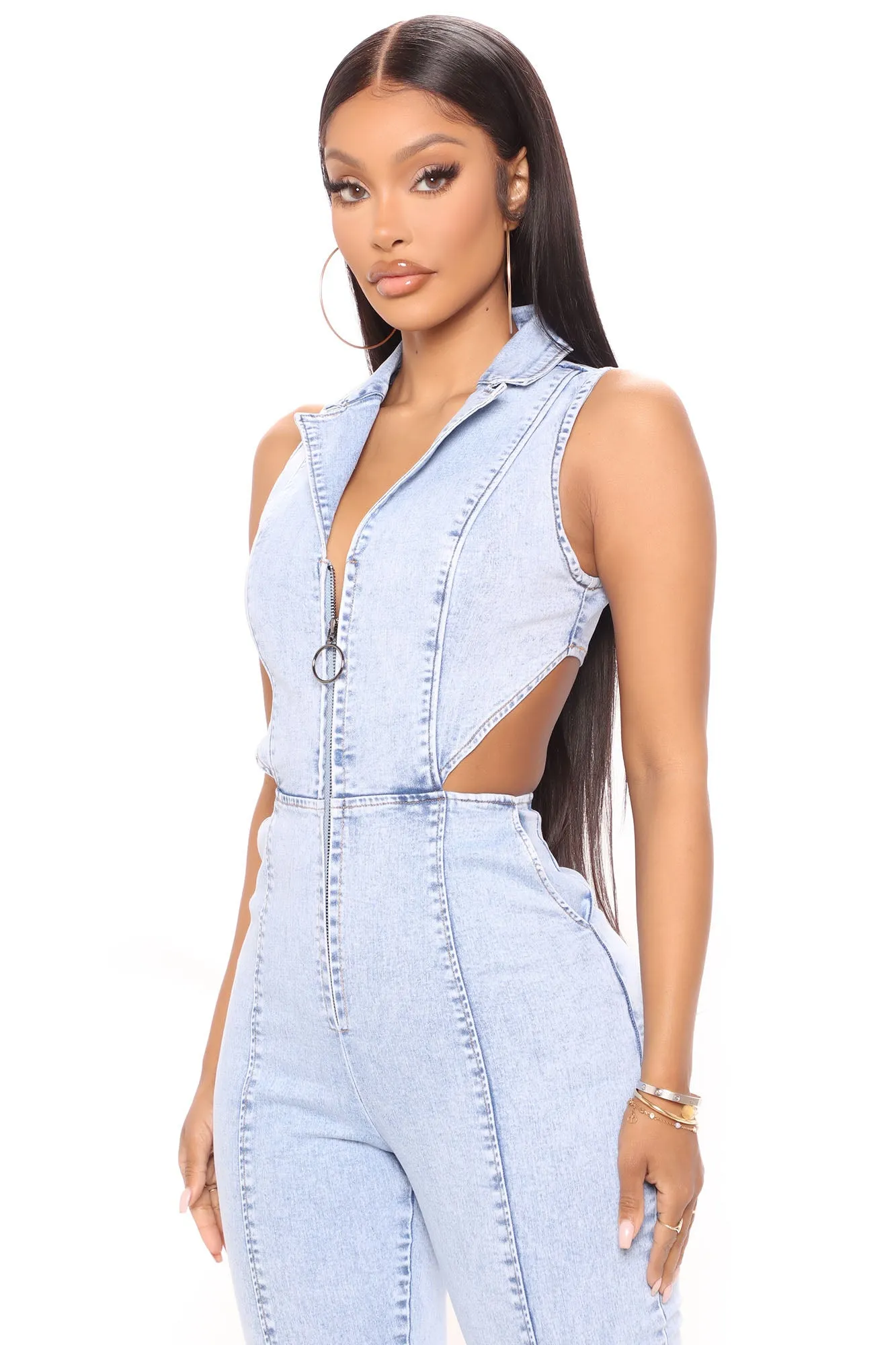 Baddie Baby Denim Jumpsuit - Light Wash