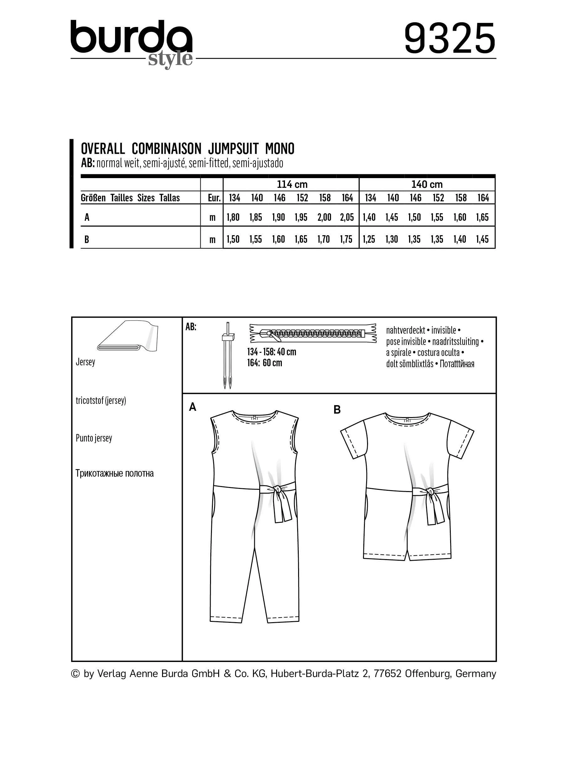 BD9325 Child's jumpsuit sewing pattern