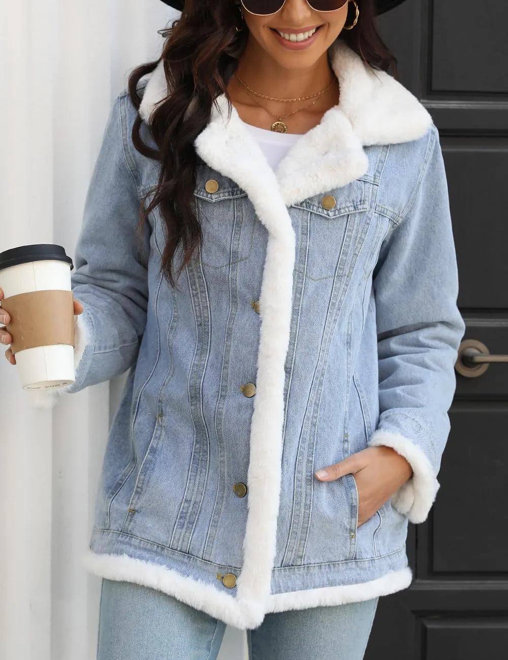 Bellivera Women Twill Parka Jacket, Winter Fashion Warm Long Hood Coat with Faux Fur Collar