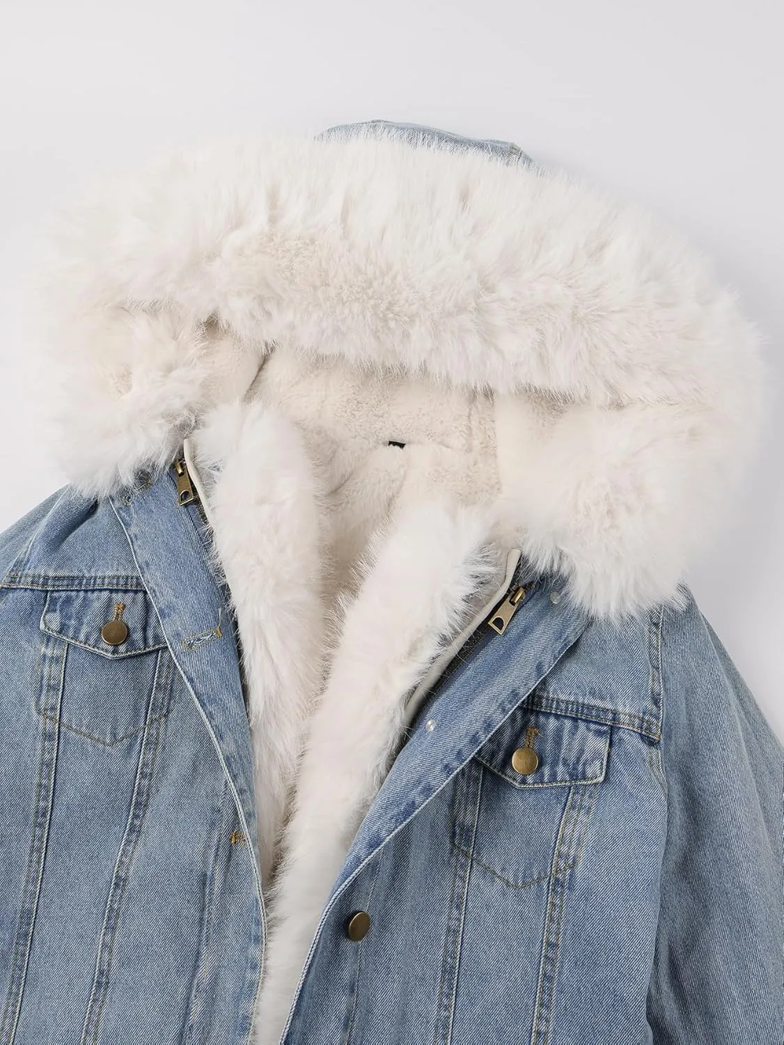 Bellivera Women Twill Parka Jacket, Winter Fashion Warm Long Hood Coat with Faux Fur Collar