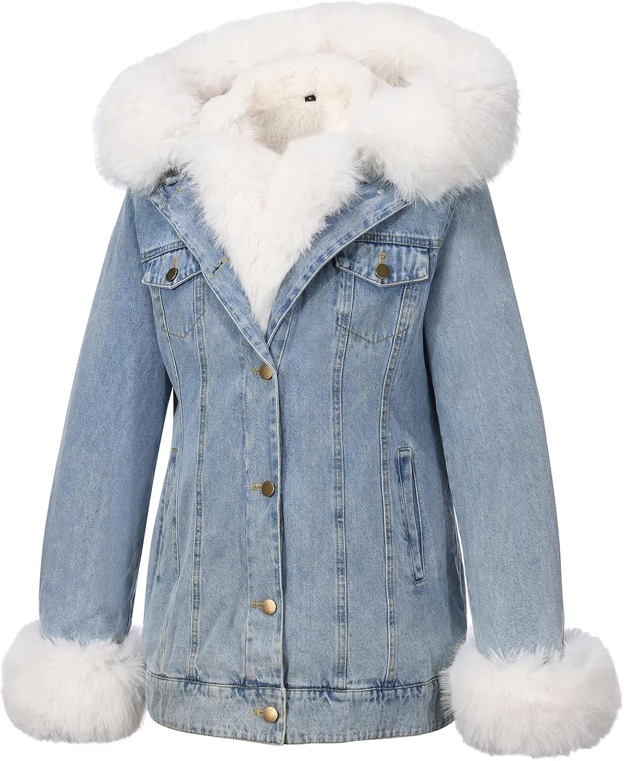 Bellivera Women Twill Parka Jacket, Winter Fashion Warm Long Hood Coat with Faux Fur Collar