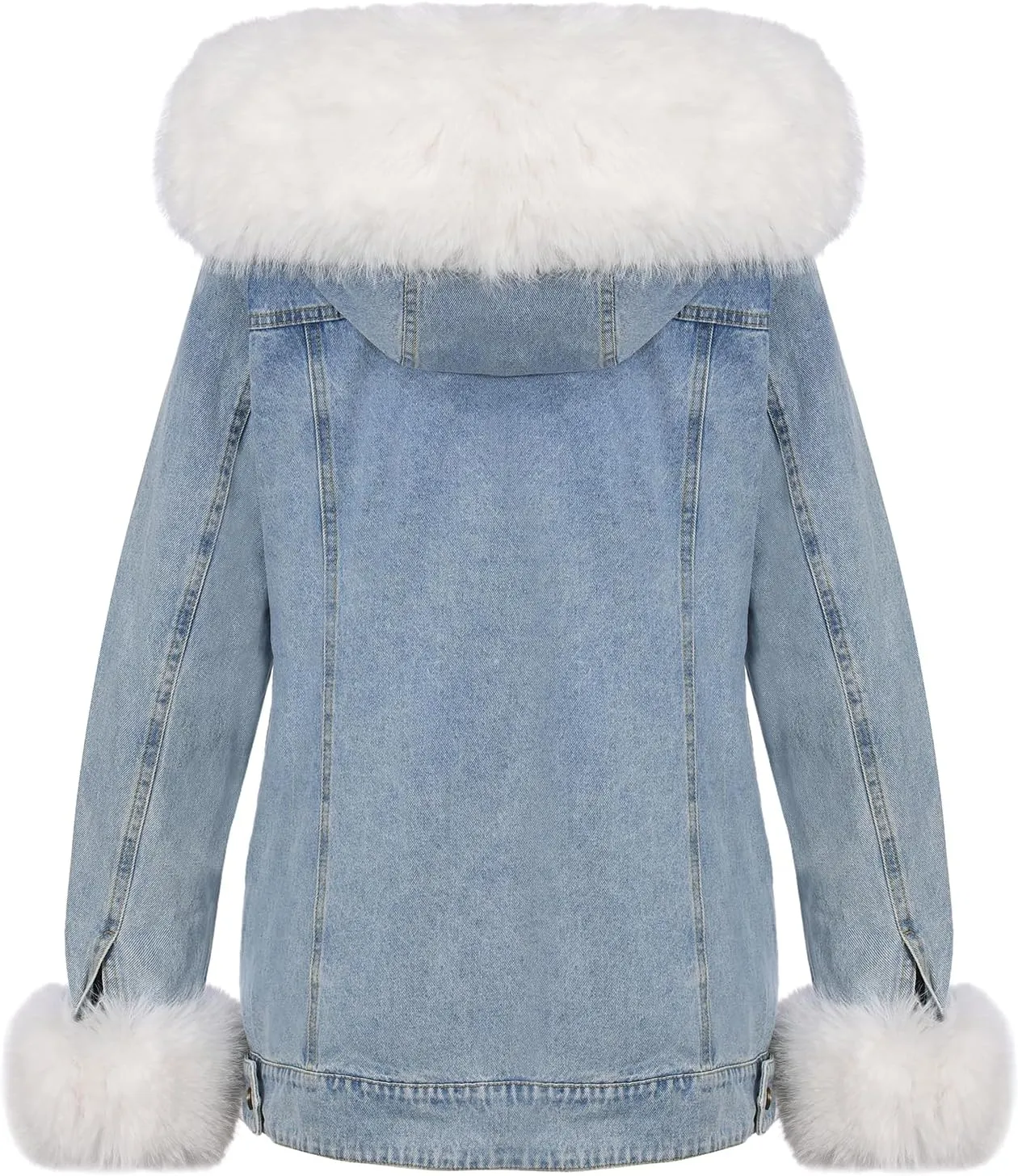 Bellivera Women Twill Parka Jacket, Winter Fashion Warm Long Hood Coat with Faux Fur Collar