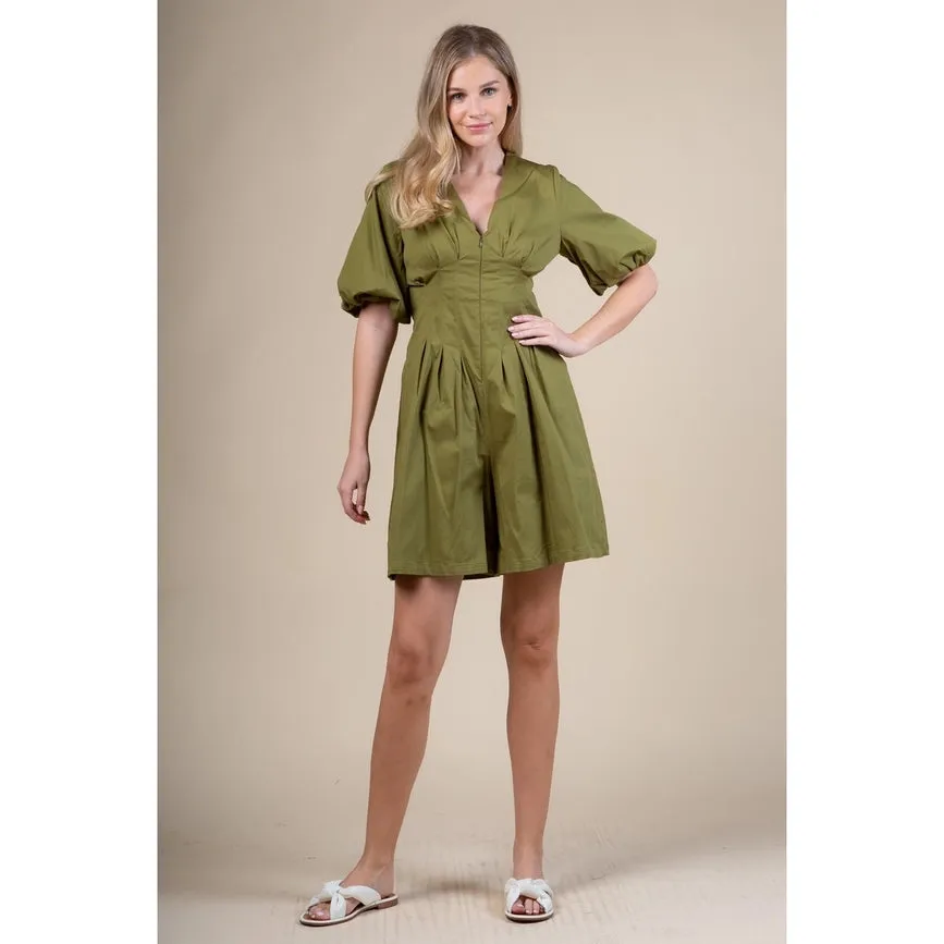 Box Pleat Waist Cropped Jumpsuit OLIVE