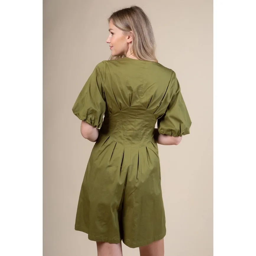 Box Pleat Waist Cropped Jumpsuit OLIVE