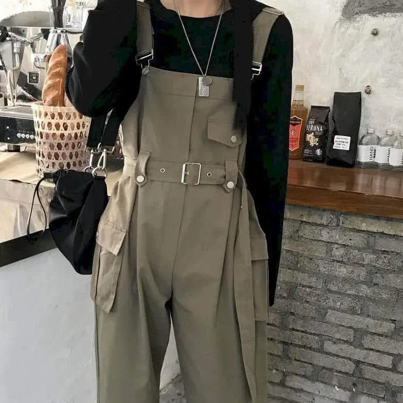 Cargo Dugarees With Waistbelt