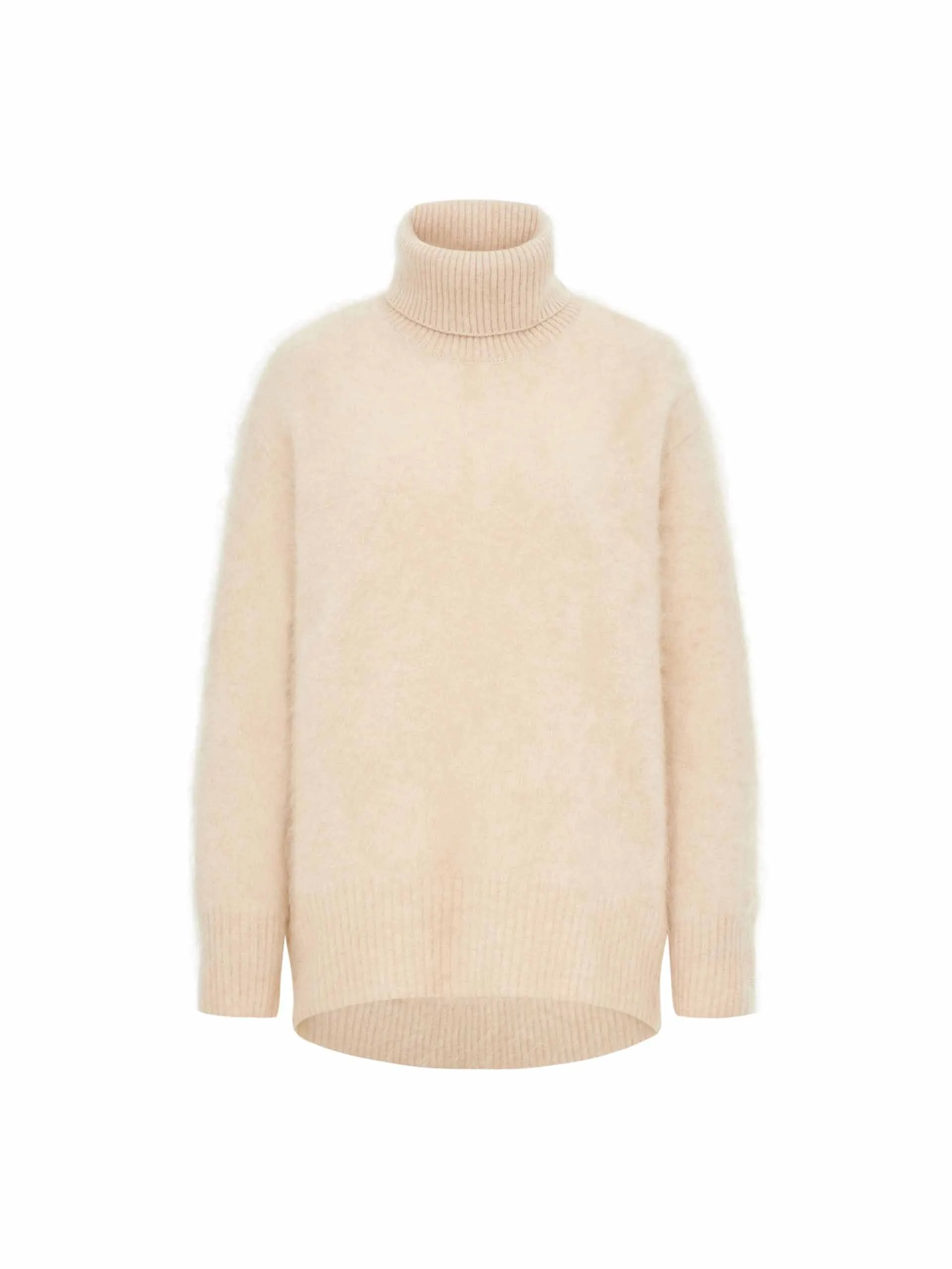 Cashmere Turtleneck Fuzzy Sweater
