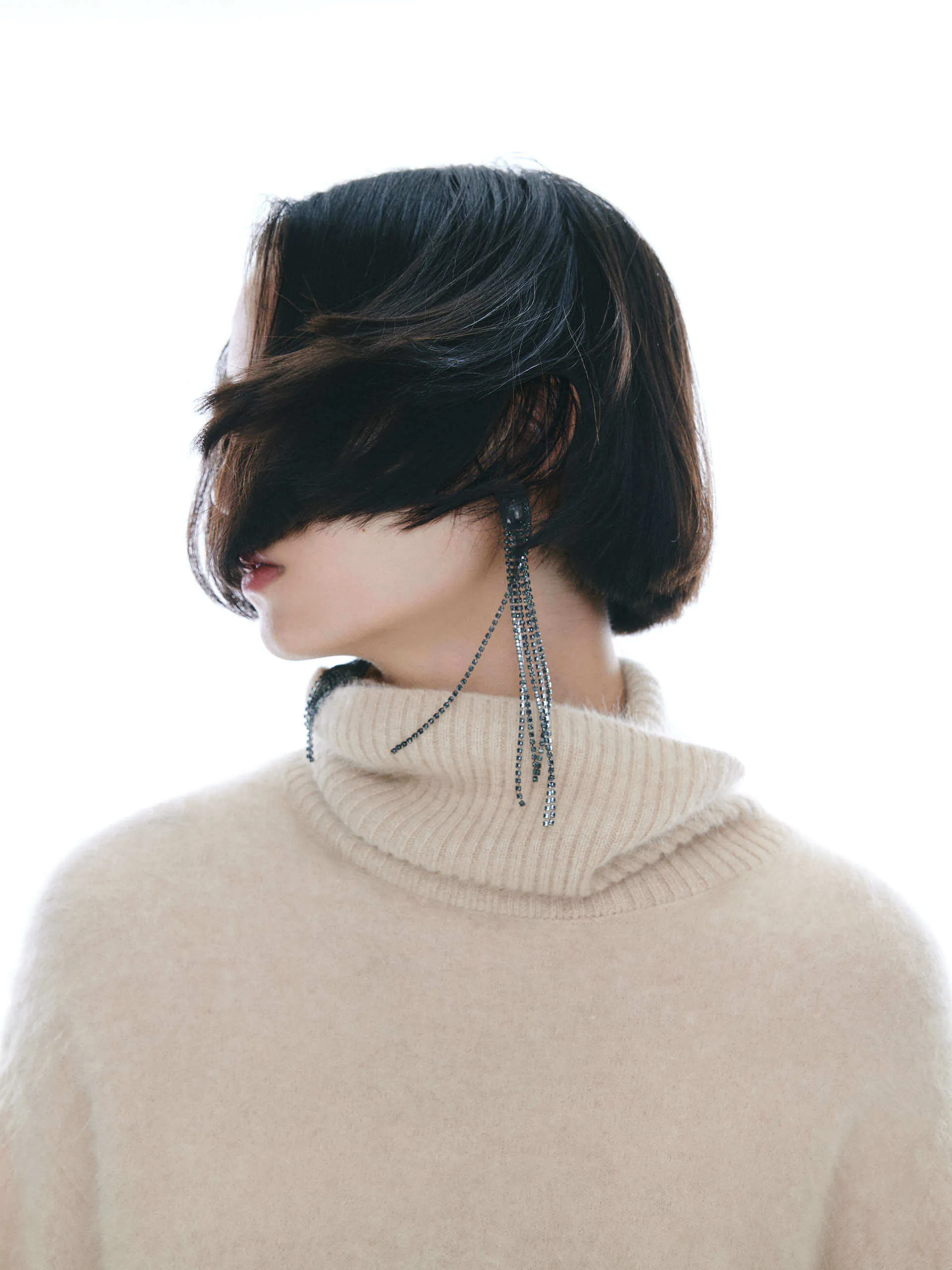 Cashmere Turtleneck Fuzzy Sweater