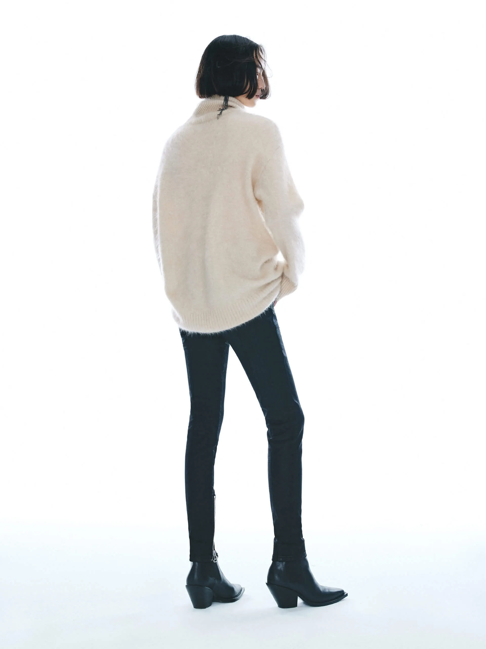 Cashmere Turtleneck Fuzzy Sweater
