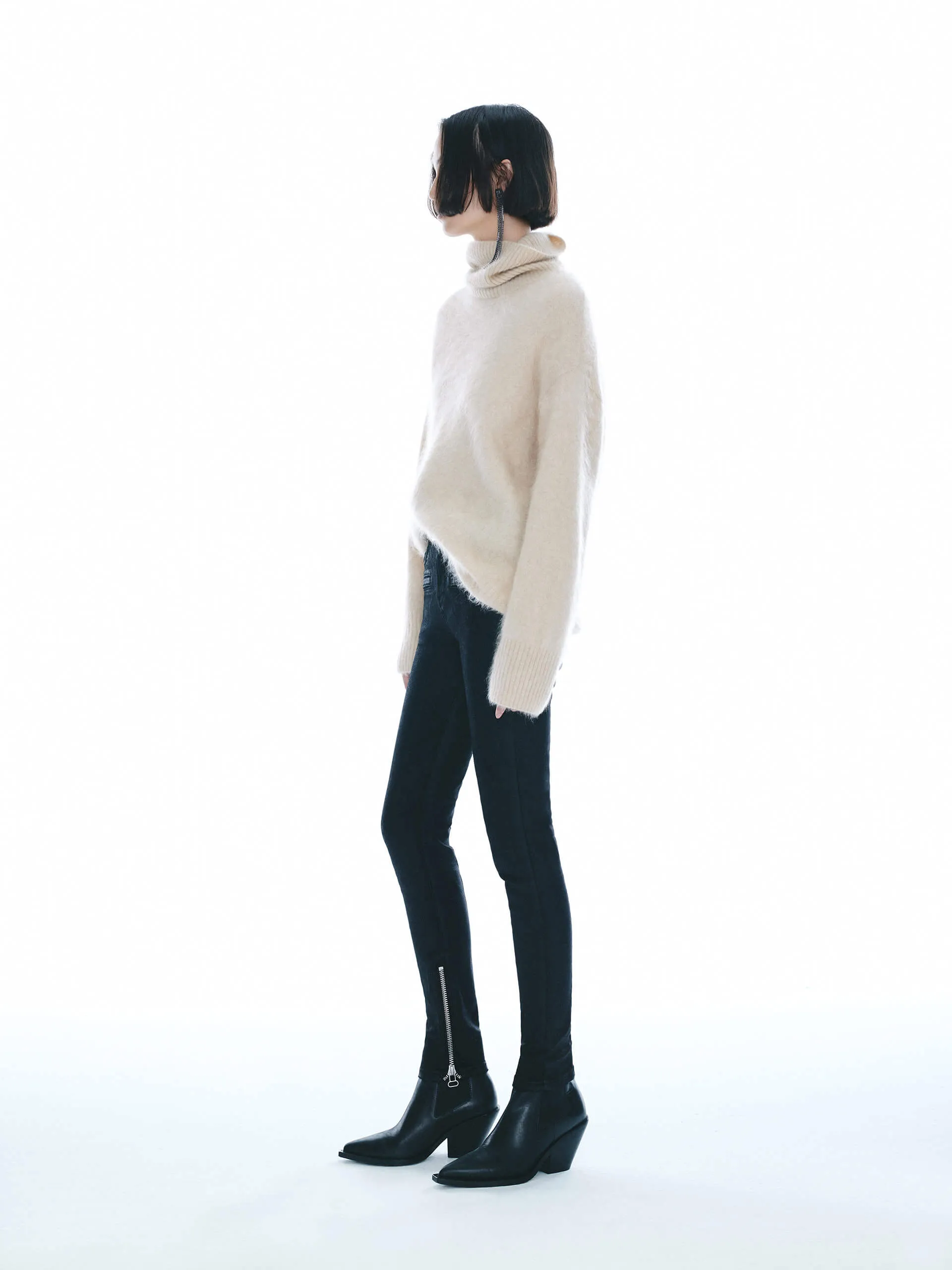 Cashmere Turtleneck Fuzzy Sweater