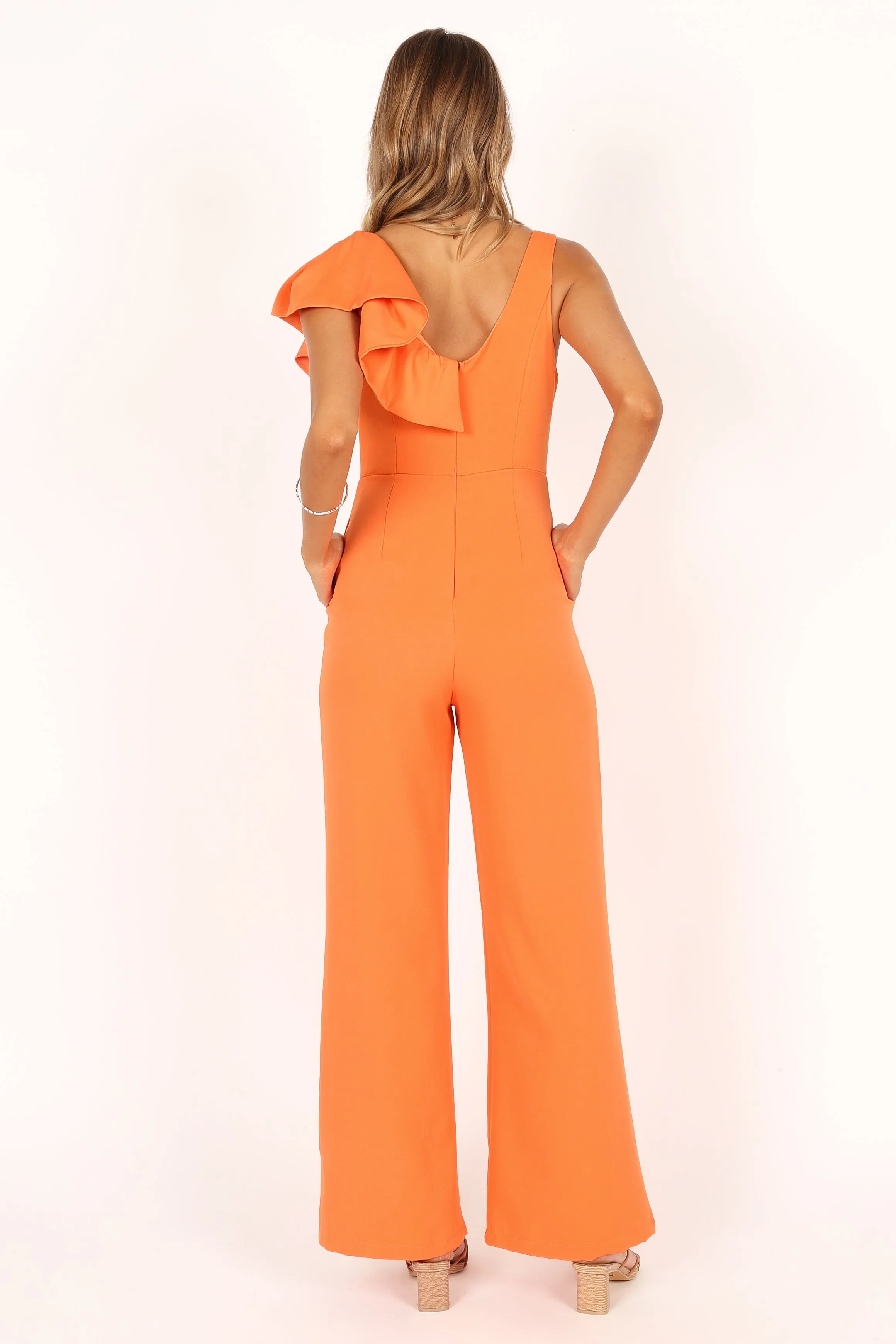 Cassie Ruffle Jumpsuit - Tangerine
