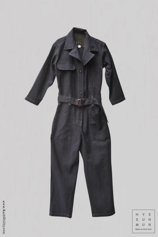 Chalk Stripe Earhart Jumpsuit - Navy - XS