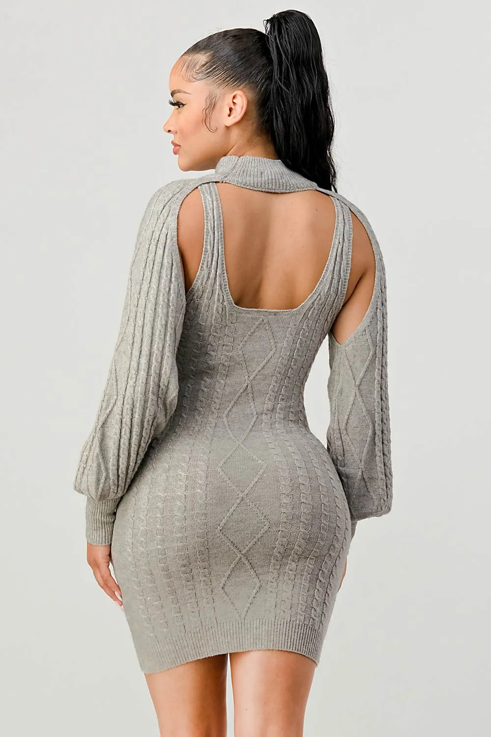 CHIC N COMFY KNIT CUTOUT BOLERO LONG SLEEVE DRESS