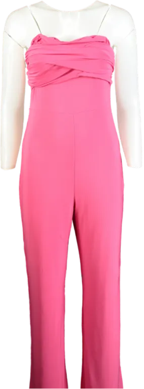Club L Pink Goddess Halter Neck Flare Jumpsuit UK 10