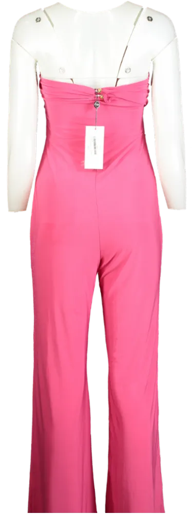 Club L Pink Goddess Halter Neck Flare Jumpsuit UK 10