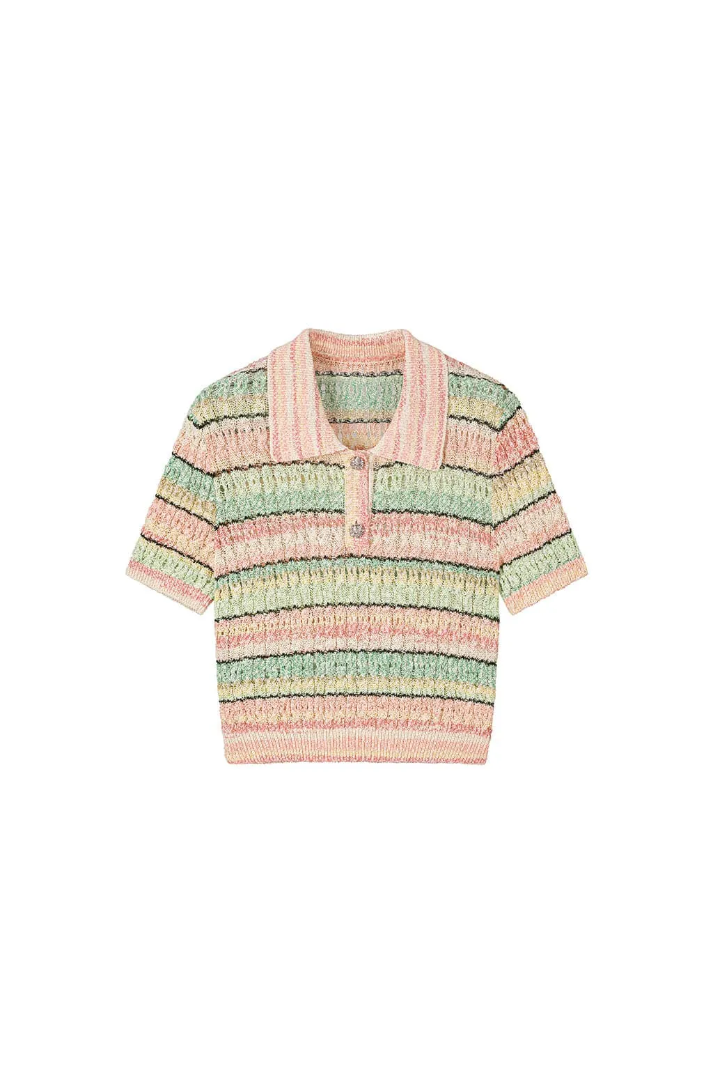 Colorful Polo Neck Knit Top