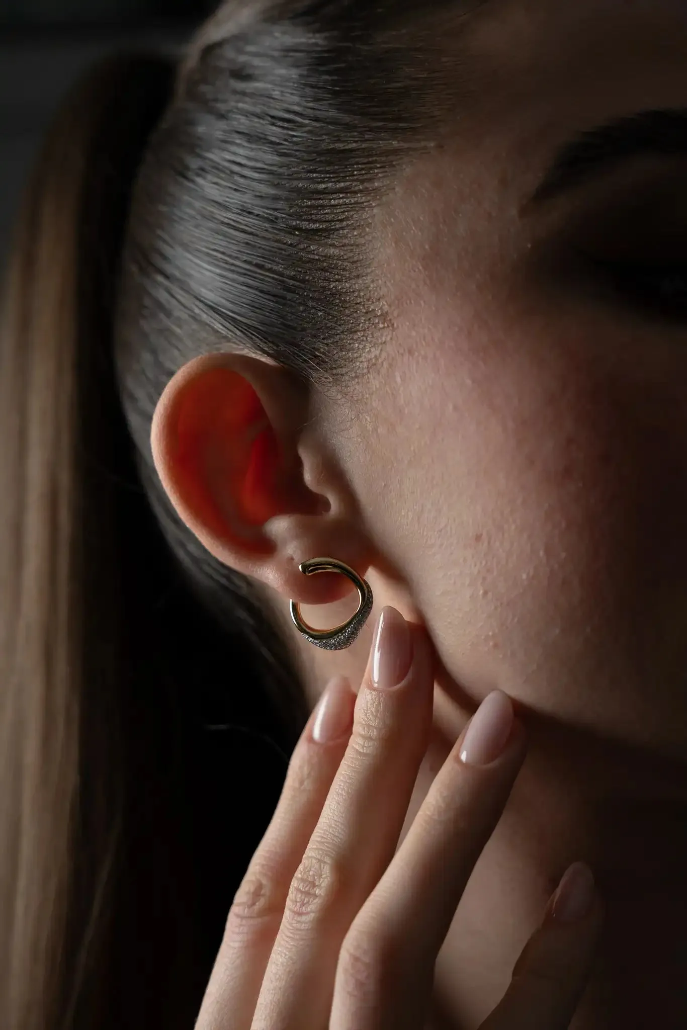 Crystal Galaxy Ear Studs 14K Gold Plated