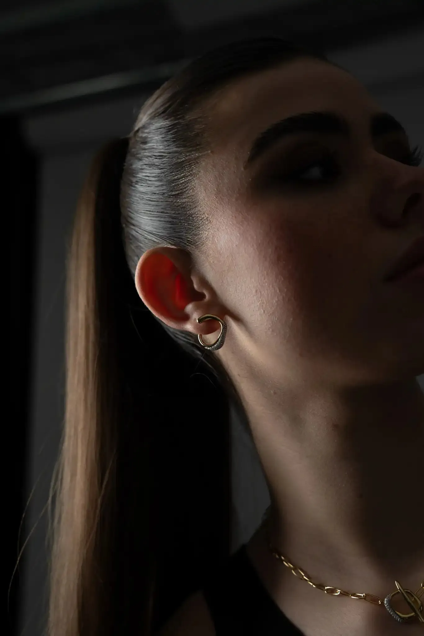 Crystal Galaxy Ear Studs 14K Gold Plated